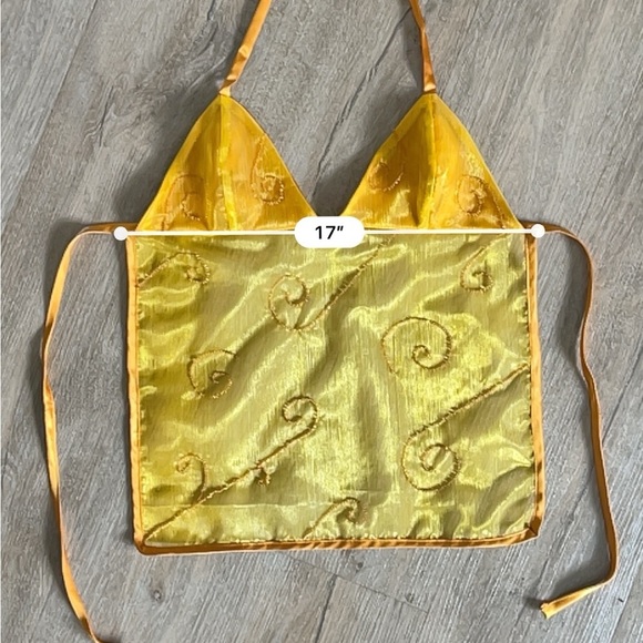 Handmade Y2K Fairycore Goddess Embellished Halter Babydoll Vest Top - Gold - XS - Picture 8 of 9